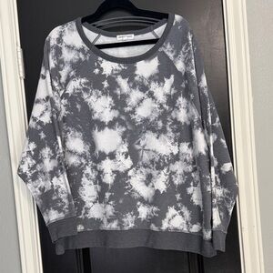 Grayson Threads Grey and White Tie-Dye Scoop Neck Sweater